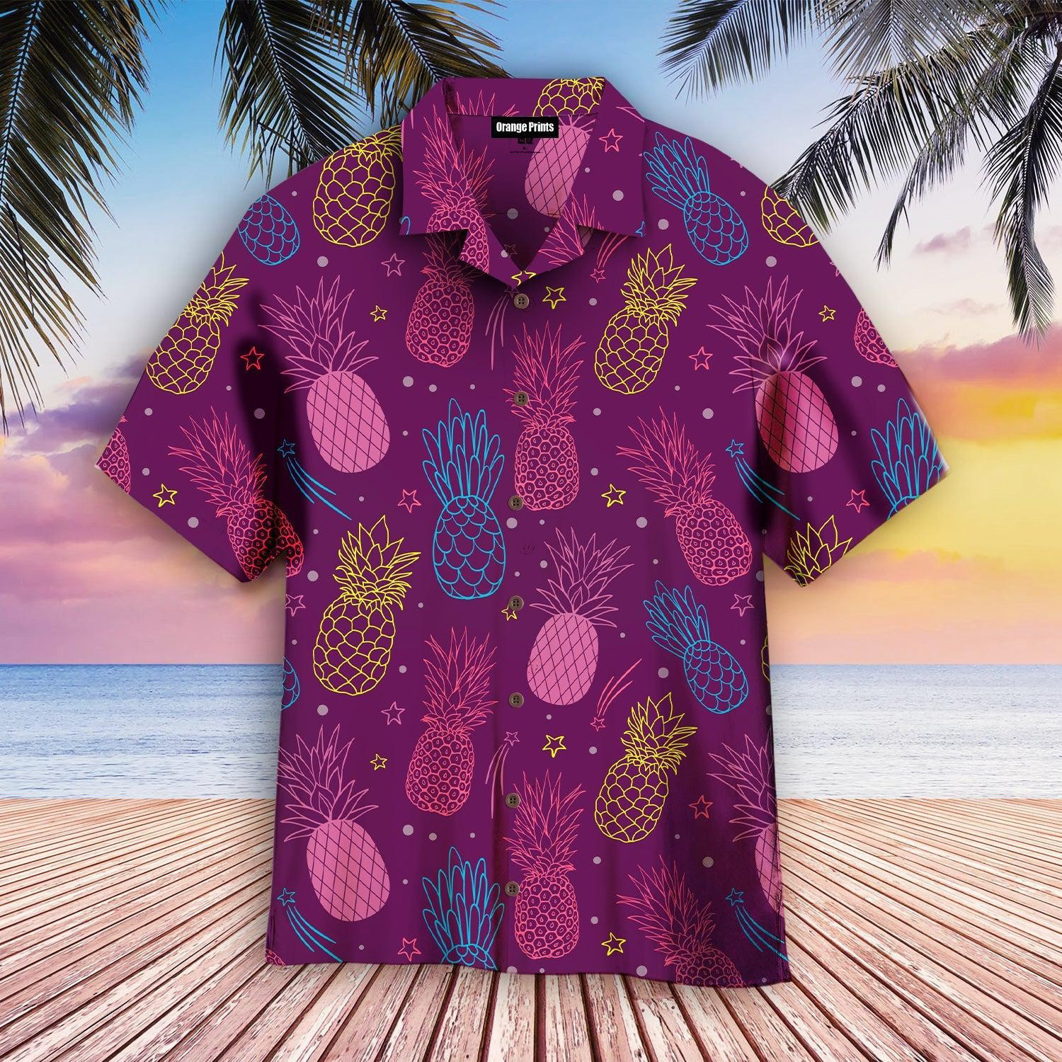 Pineapple Party Purple Summer Tropical Hawaiian Shirt