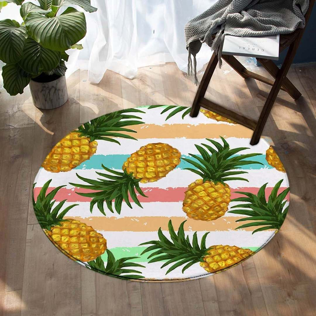 Pineapple Party Round Rug Carpet Bedroom Livingroom Home Decor