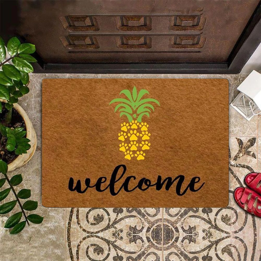 Pineapple Rubber Doormat Pineapple Welcome Mat Indoor Outdoor Mat For Entry Front Floor