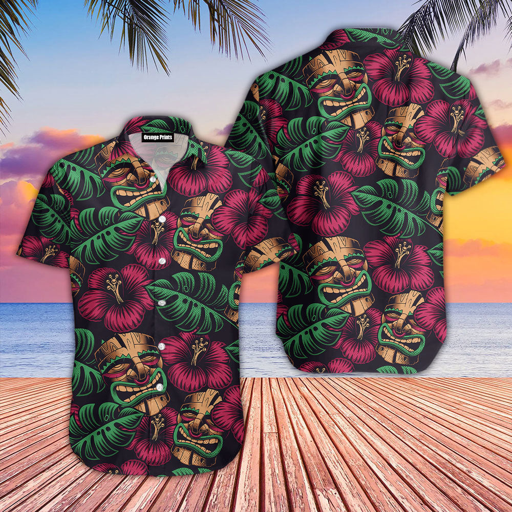 Pineapple Skull Hibiscus Black Hawaiian Shirt
