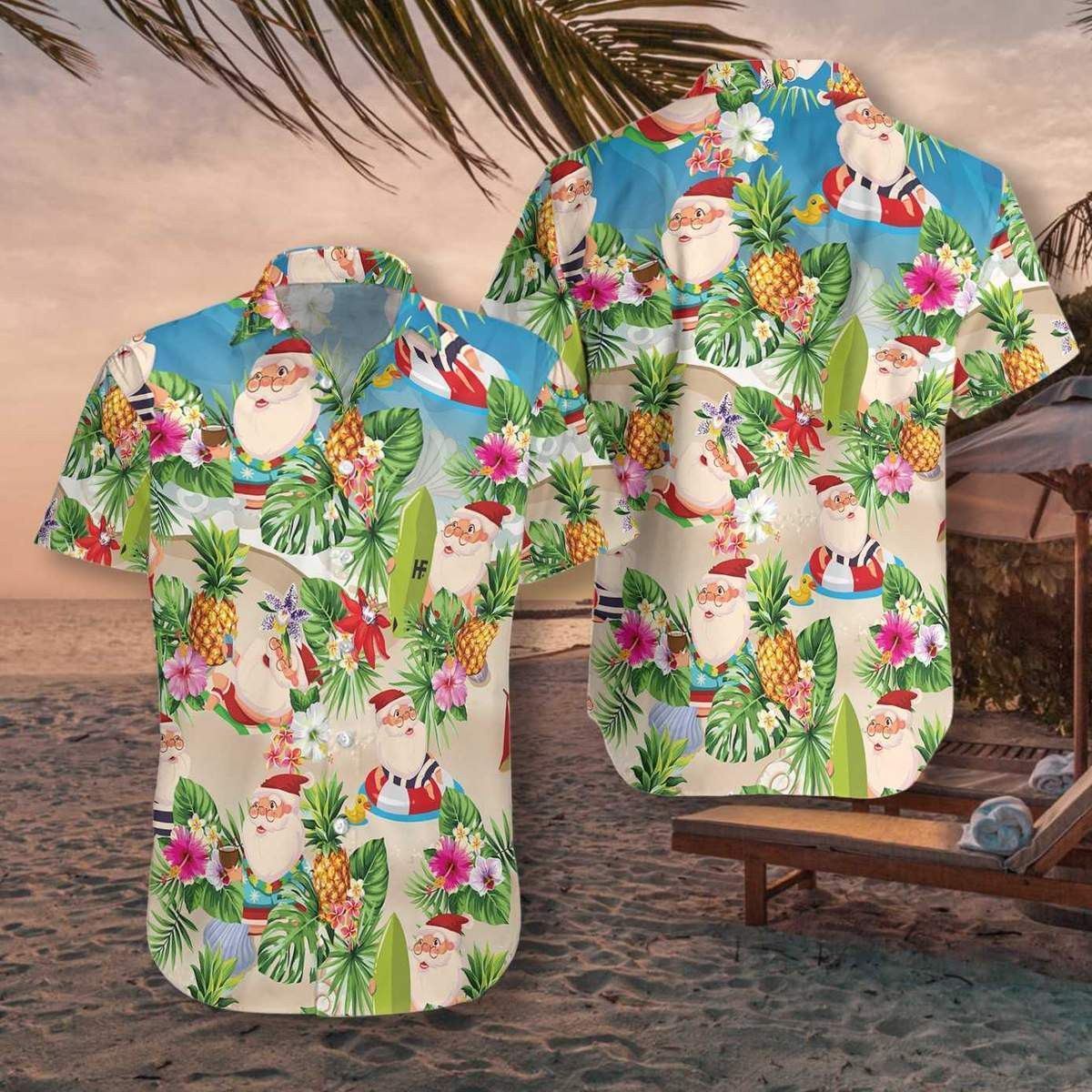 Pineapple Summer Santa Claus Hawaiian Shirt
