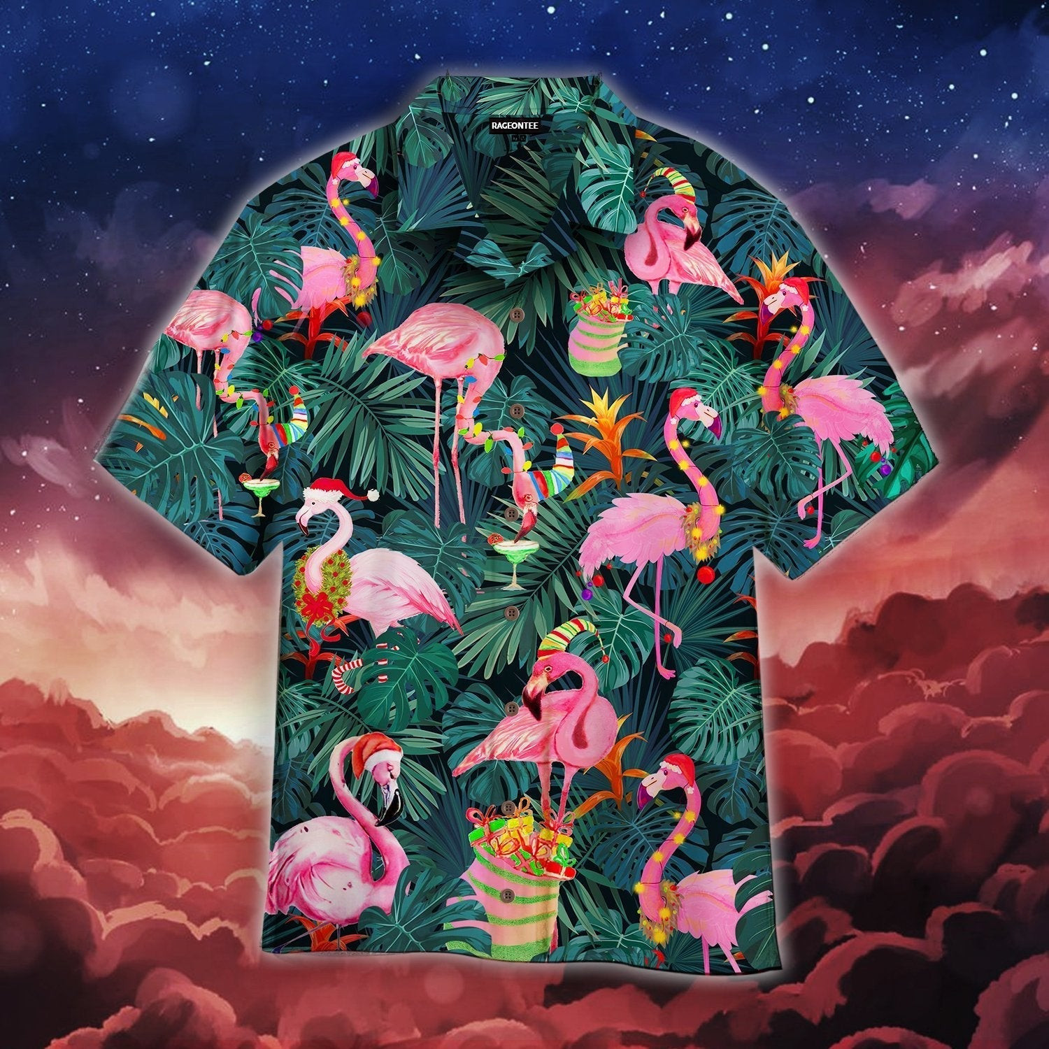 Pink Christmas Flamingo Hawaiian Shirt