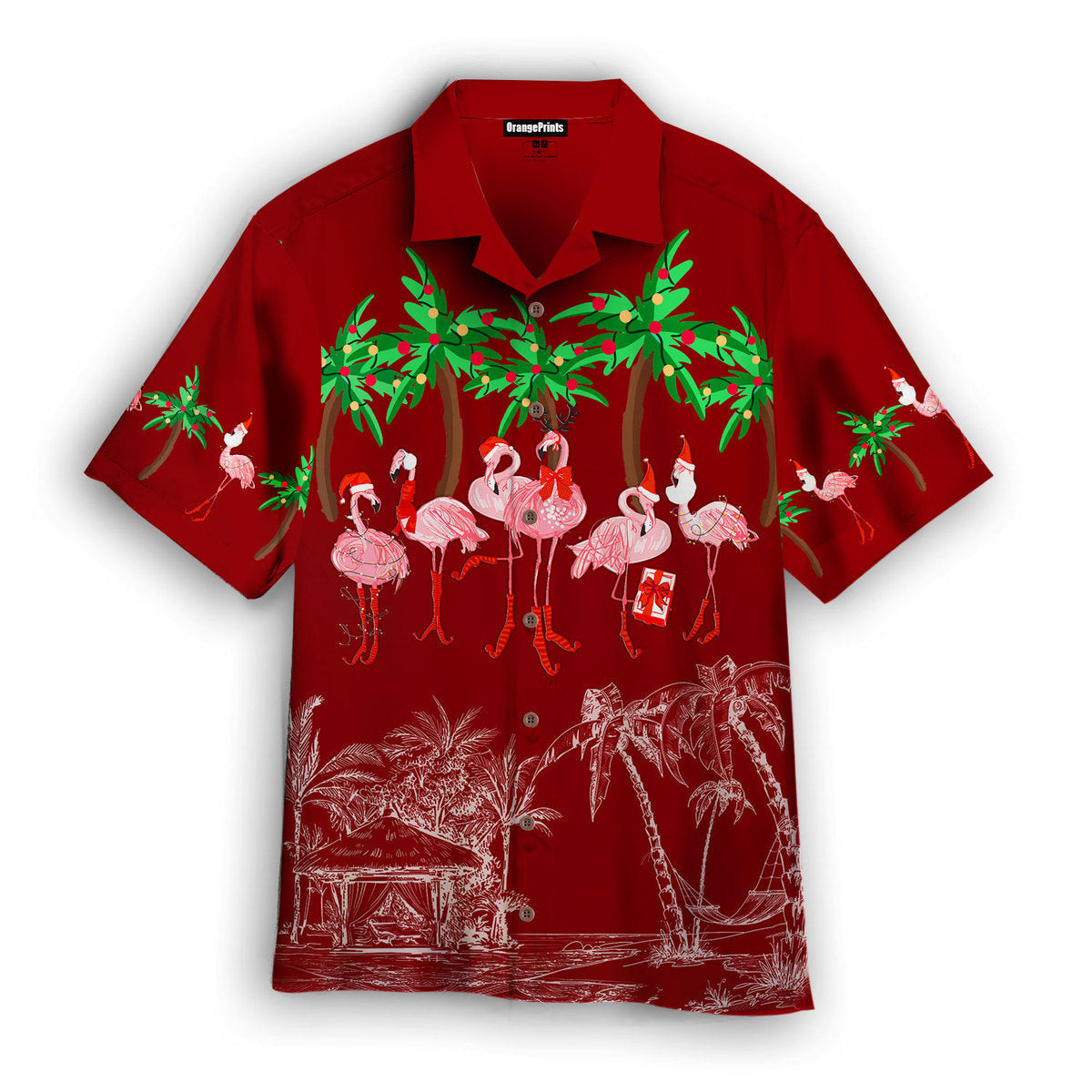 Pink Flamingo Happy Christmas In July Hawaiian Shirt