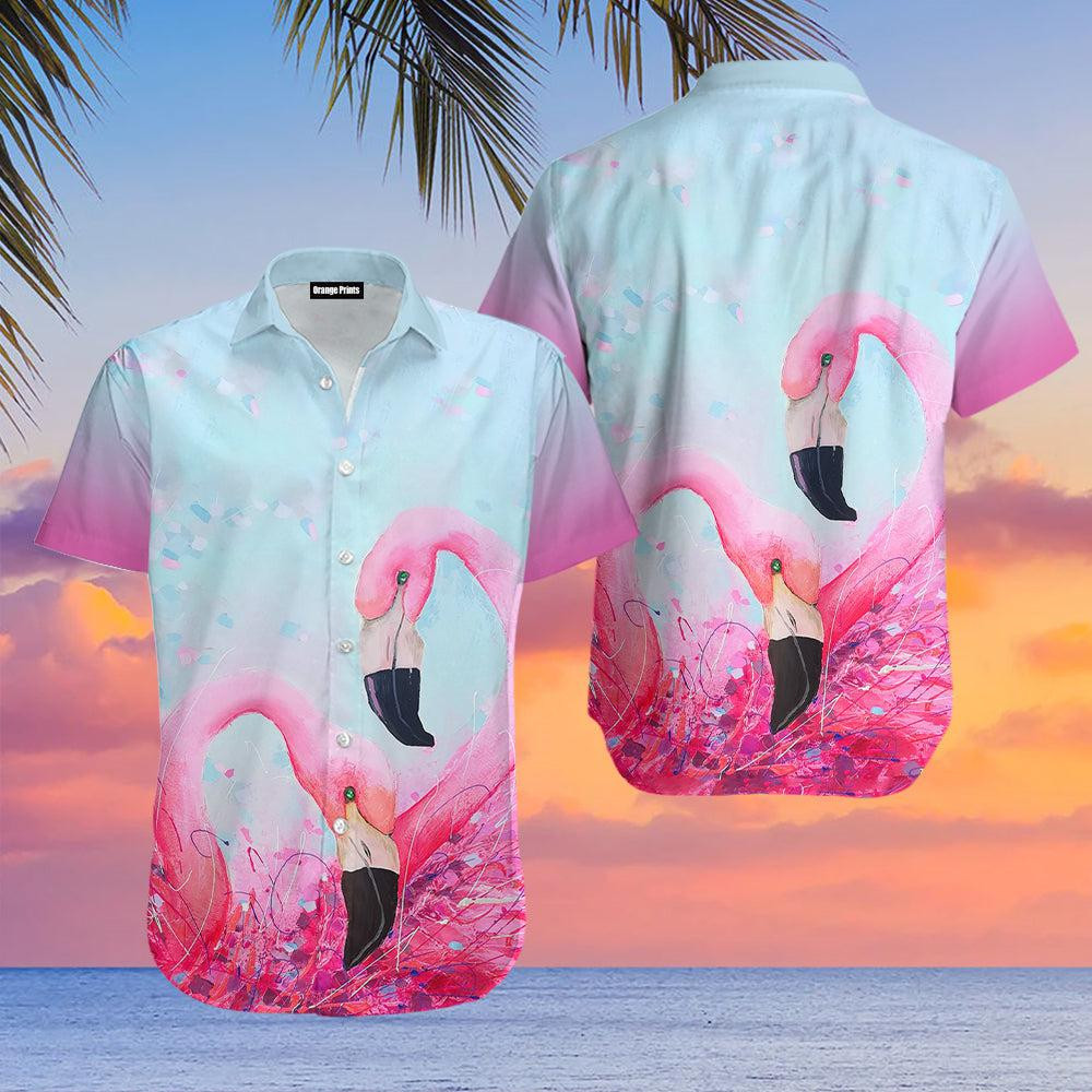 Pink Flamingo Heart Hawaiian Shirt
