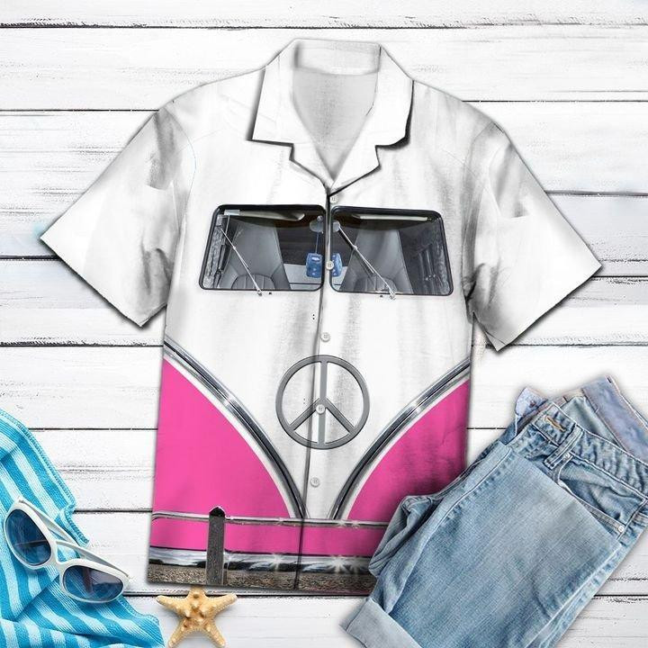 Pink Hippie Bus Hawaiian Shirt