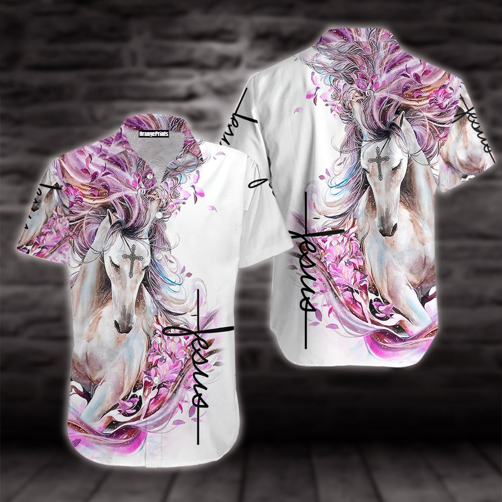 Pink Horse Jesus Hawaiian Shirt