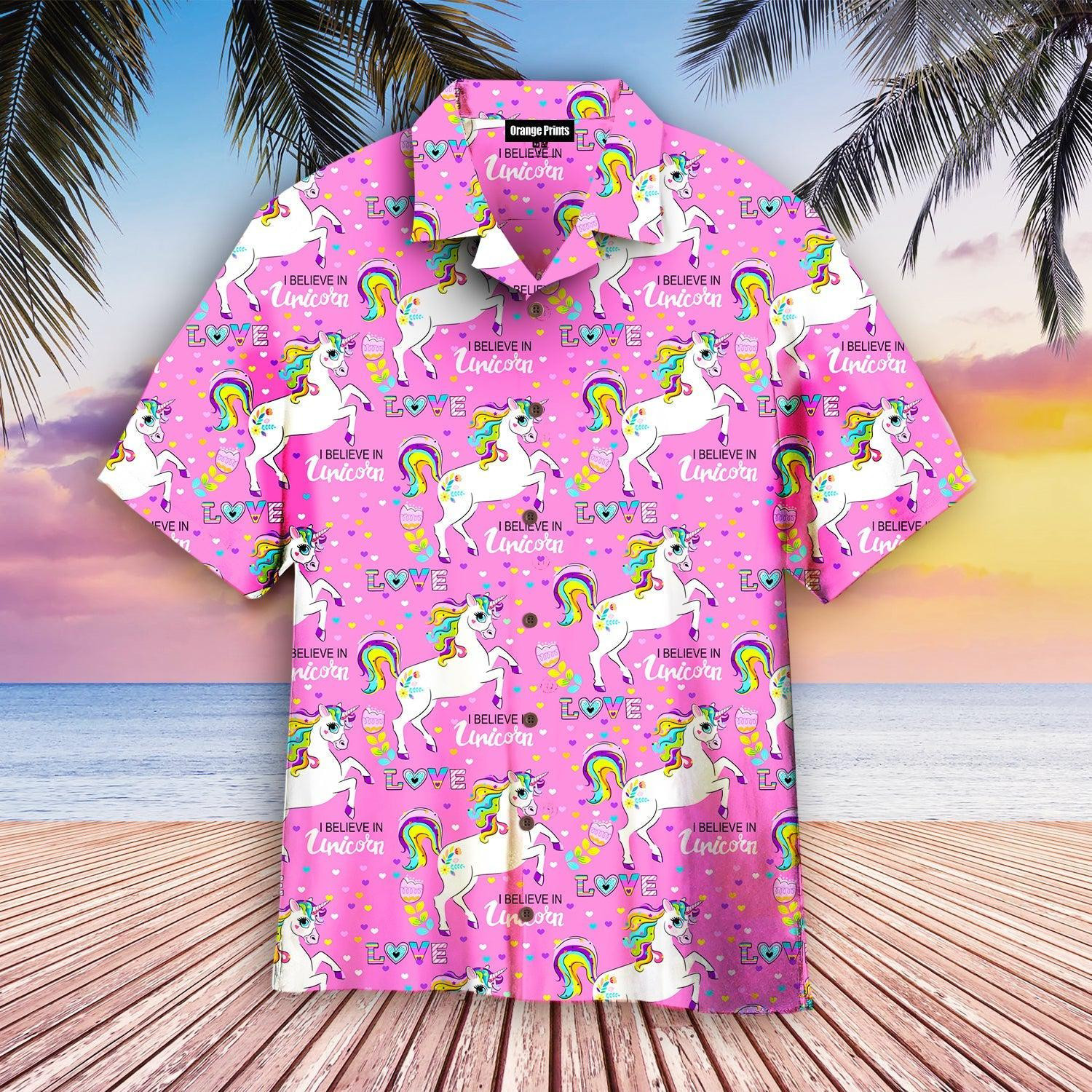 Pink Unicorn I Believe In Unicorn Hawaiian Shirt