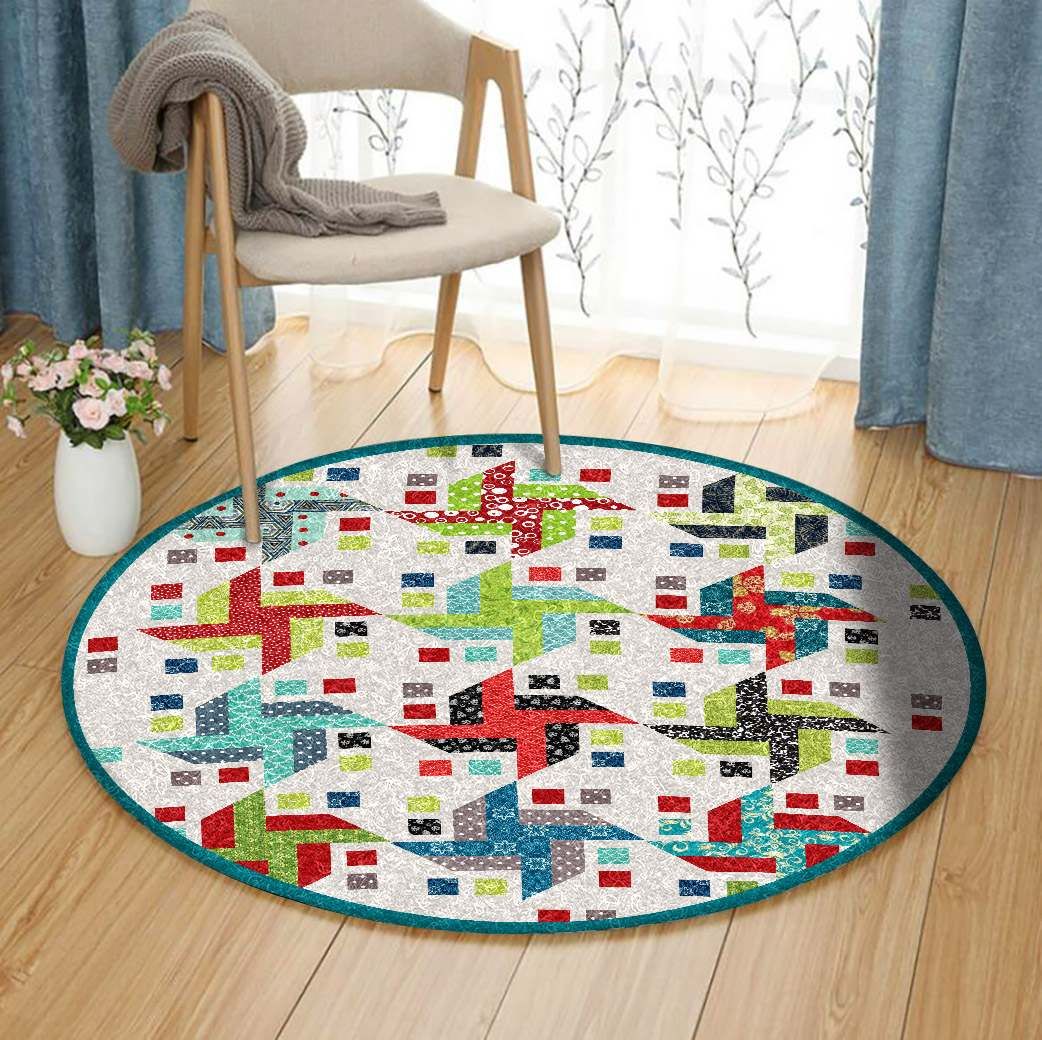 Pinwheel Round Rug Carpet Bedroom Livingroom Home Decor