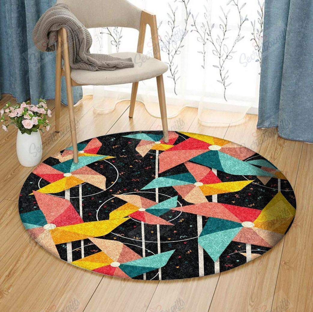 Pinwheel Round Rug Carpet Bedroom Livingroom Home Decor