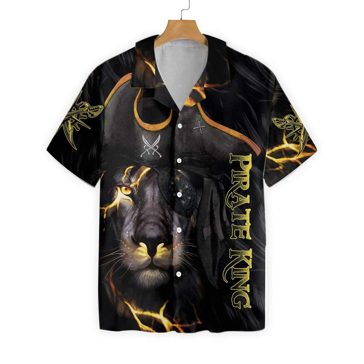 Pirate King Black Lion Hawaiian Shirt - Image 3
