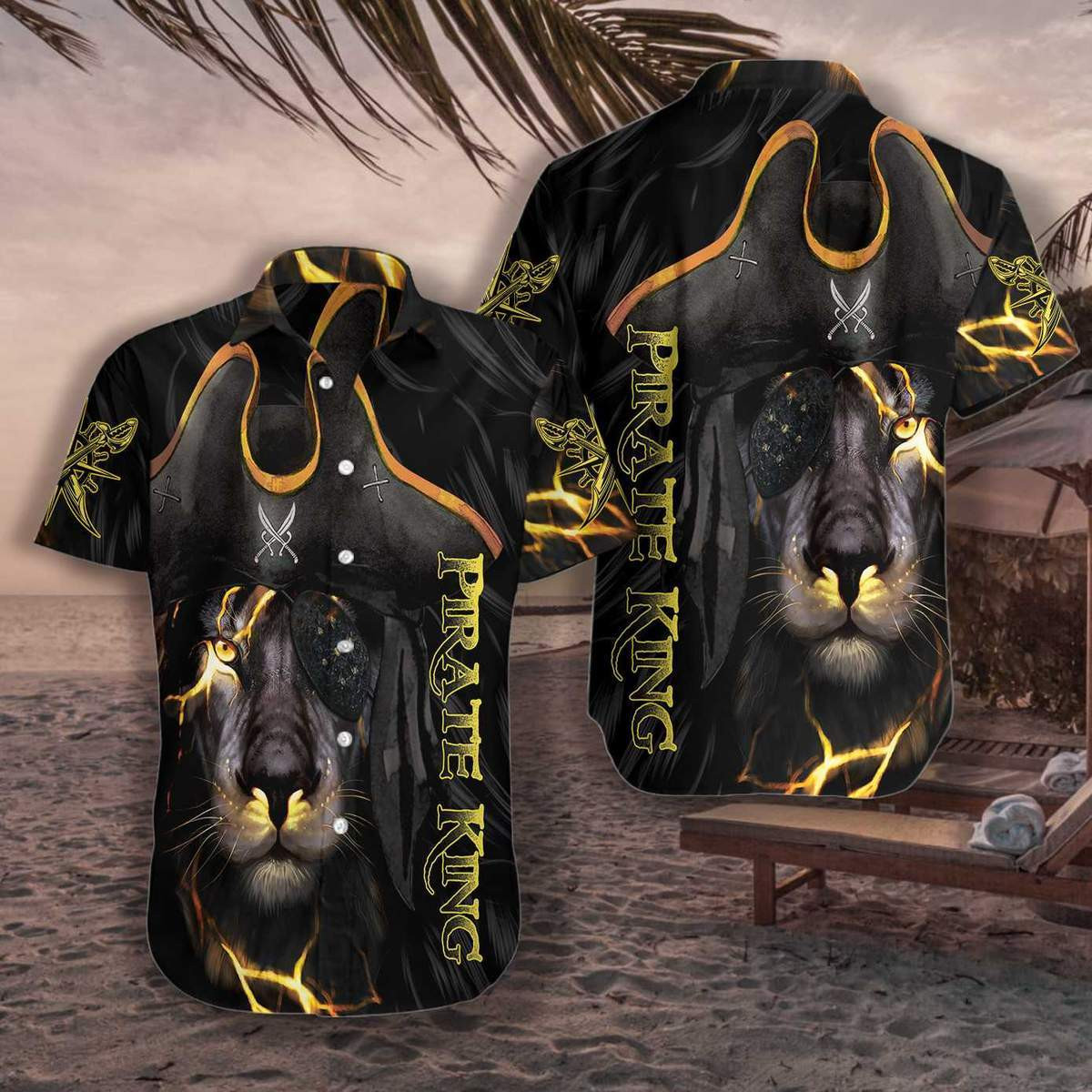 Pirate King Black Lion Hawaiian Shirt