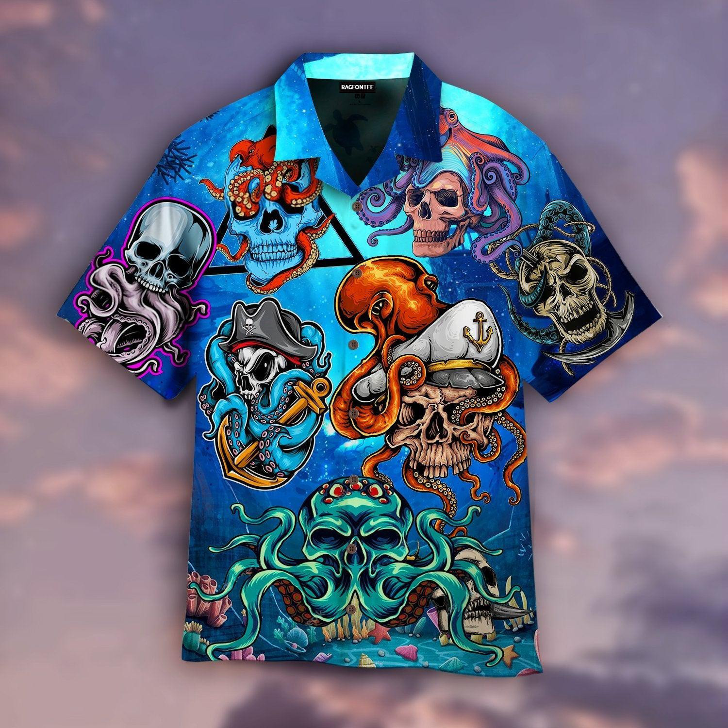 Pirate Skull Deep In The Ocean Hawaiian Shirt