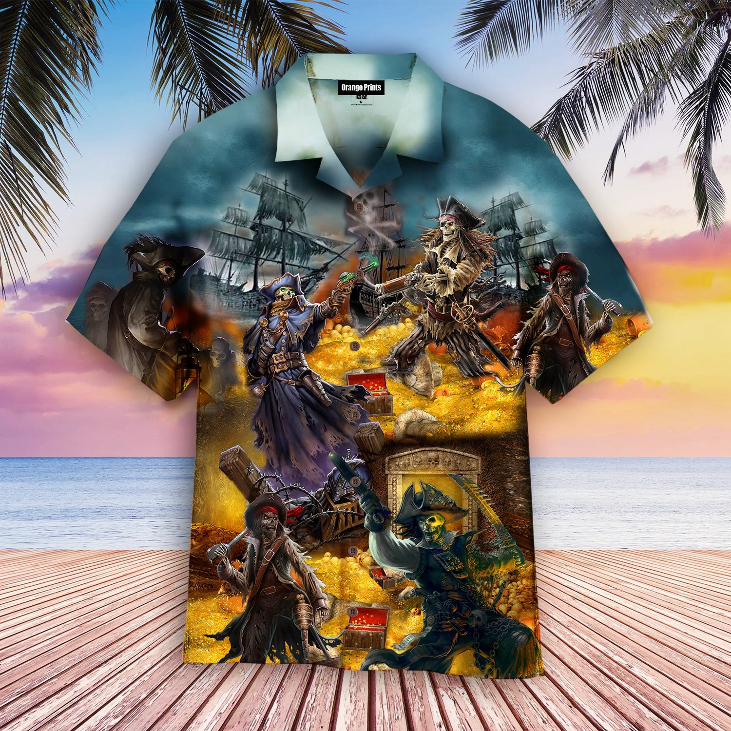Pirate Skull Treasure Hawaiian Shirt
