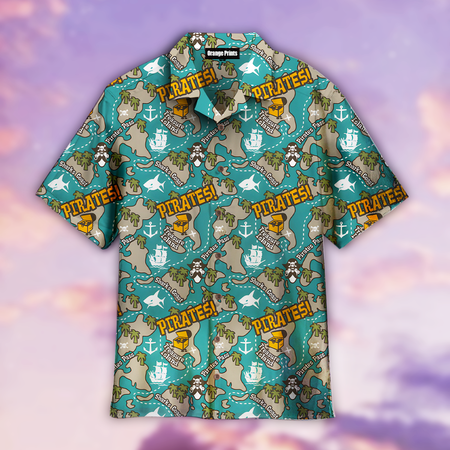 Pirates Treasure Island Seamless Hawaiian Shirt