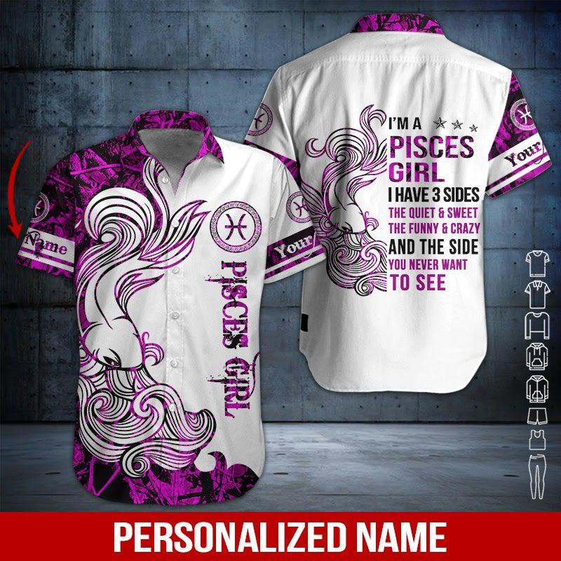 Pisces Girl Personalized Hawaiian Shirt