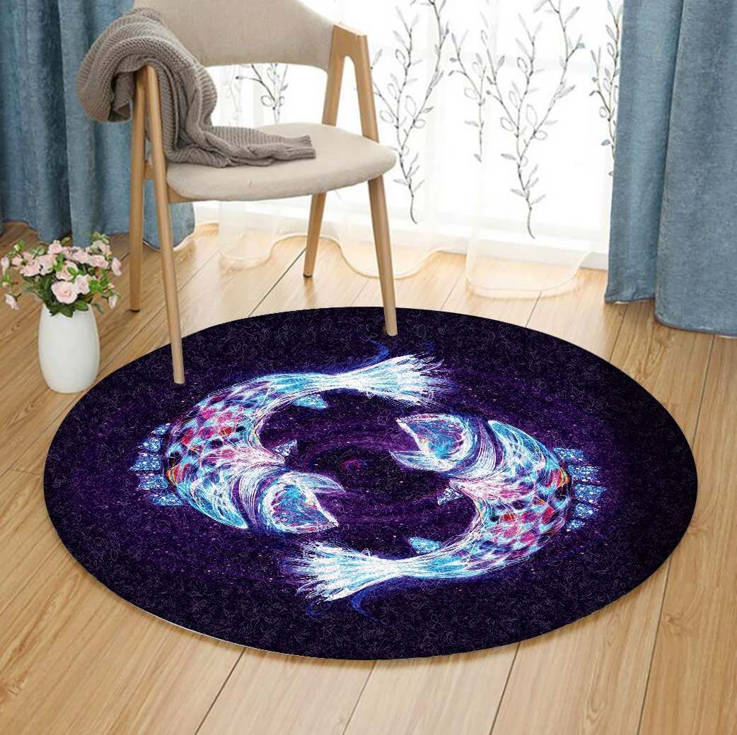 Pisces Zodiac Round Rug Carpet Bedroom Livingroom Home Decor