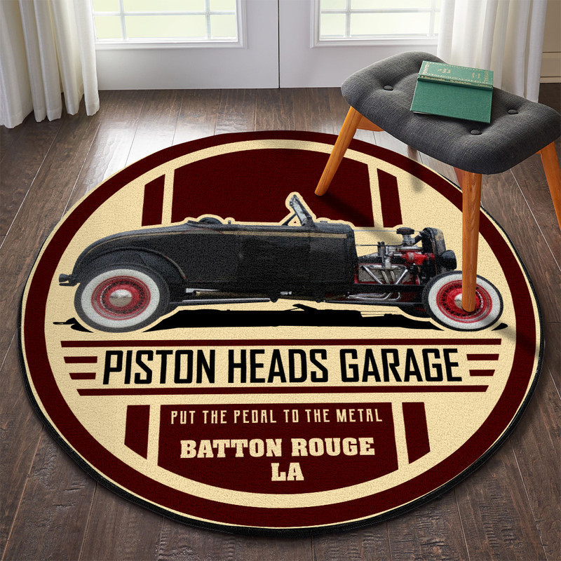 Piston Heads Garage Hot Rod Round Rug Carpet Bedroom Livingroom Home Decor