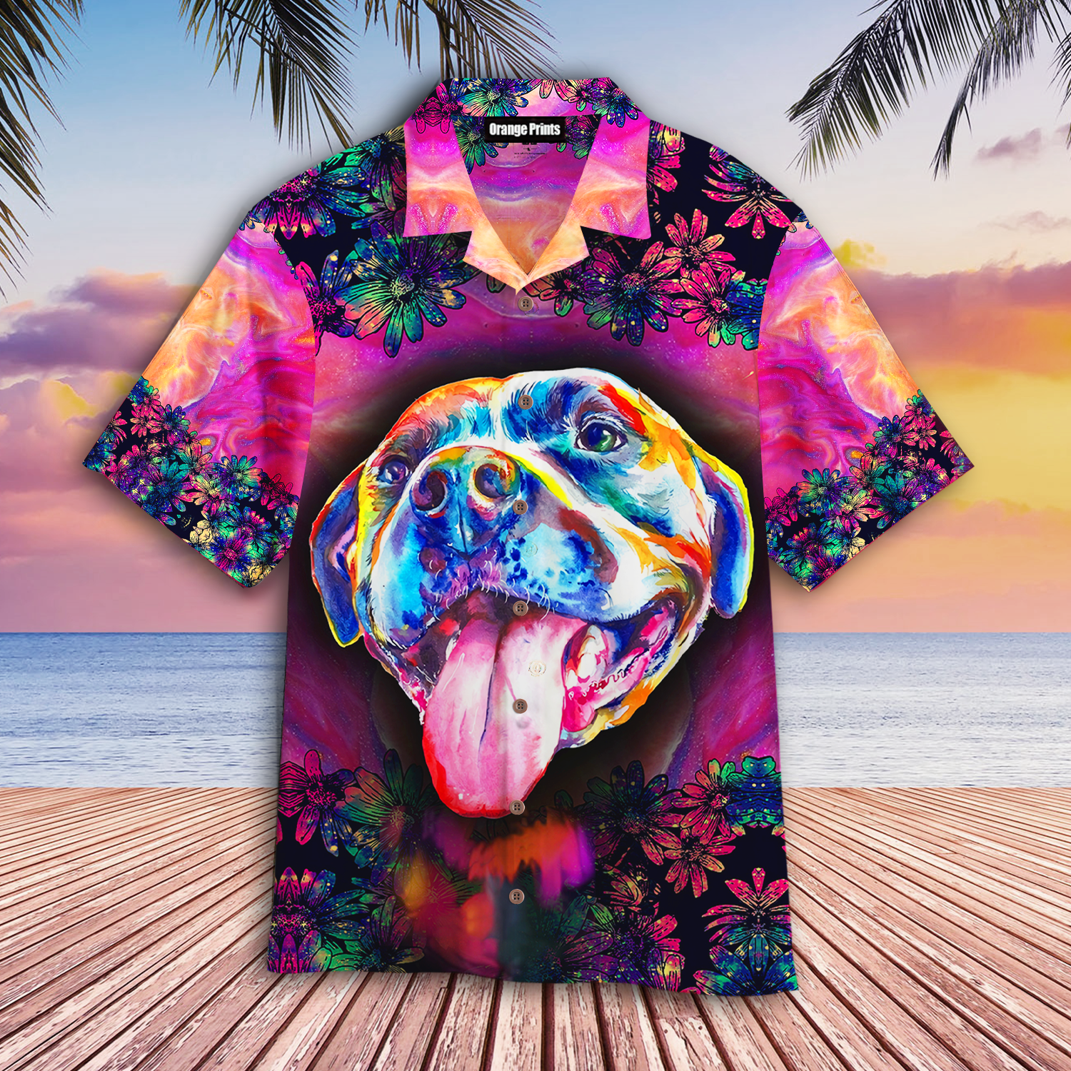 Pitbull Flower Hawaiian Shirt