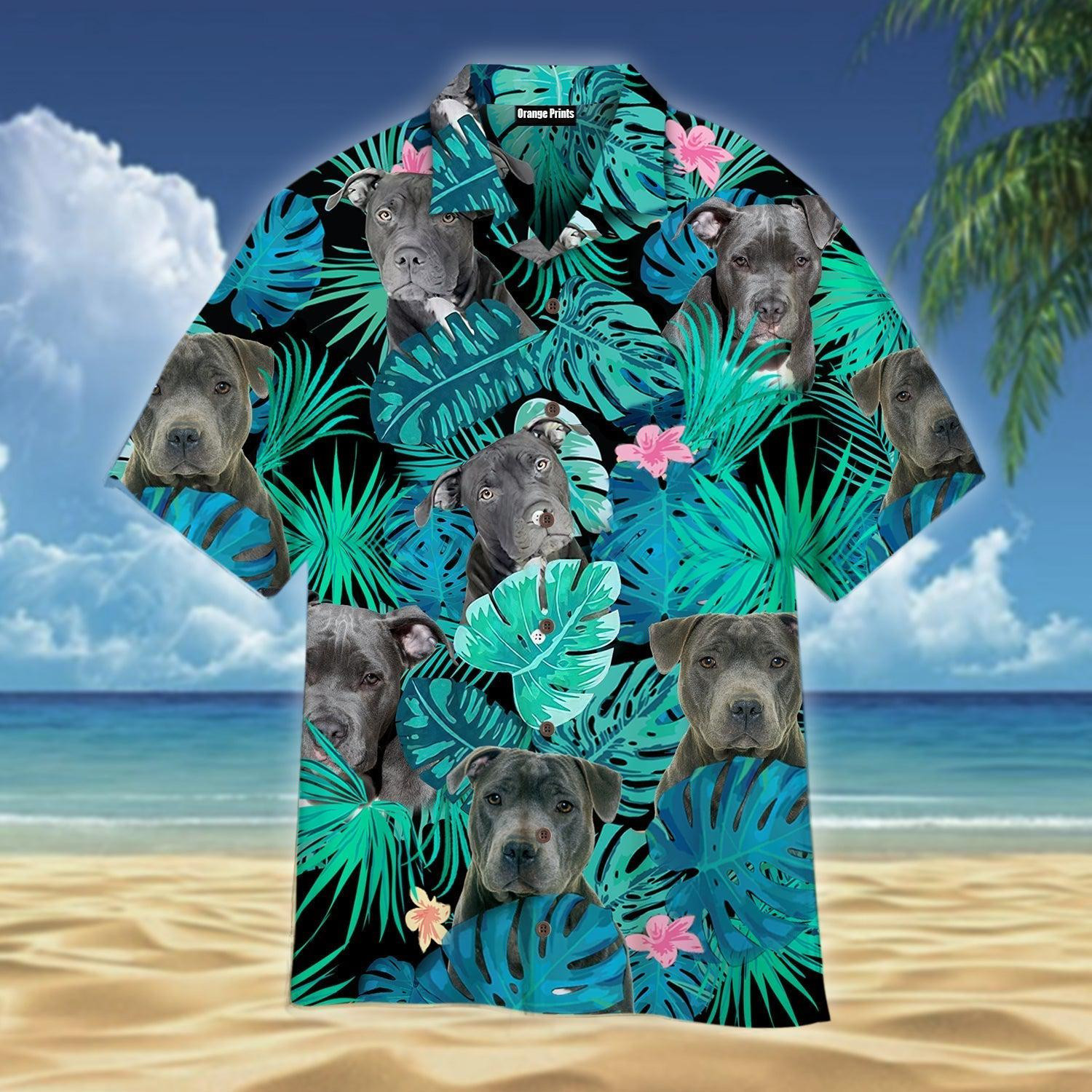 Pitbull Hibiscus Tropical Hawaiian Shirt