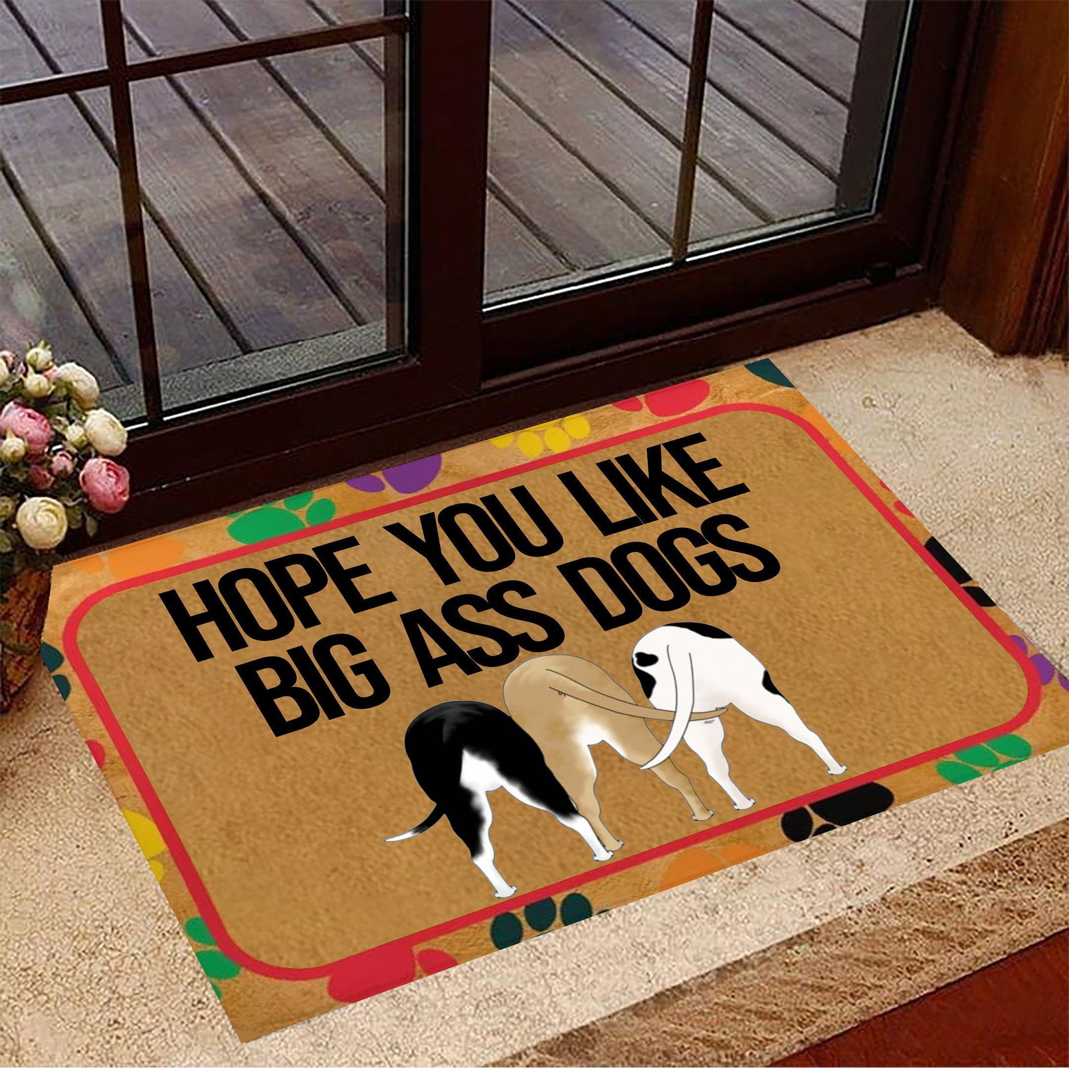 Pitbull Hope You Like Big Ass Dogs Rubber Doormat Funny Dog Welcome Mat For Pitbull Dog Owners