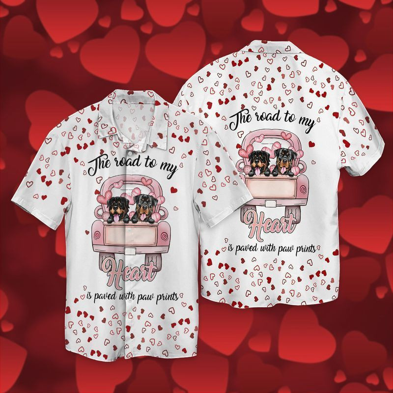 Pitbull Love The Road To My Heart Is Paved With Paw Prints Hawaiian Shirt
