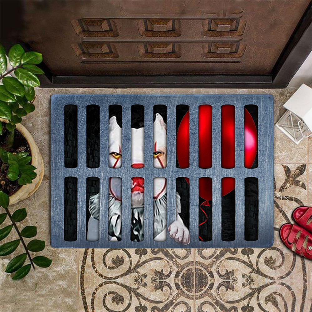 Pitbull Pennywise Parody Halloween Rubber Doormat Pitbull Clown Indoor Halloween Front Door Mat