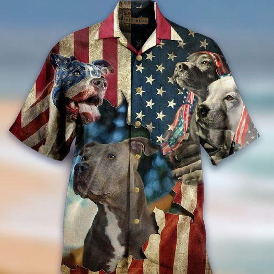 Pitbull Protect American Hawaiian Shirt