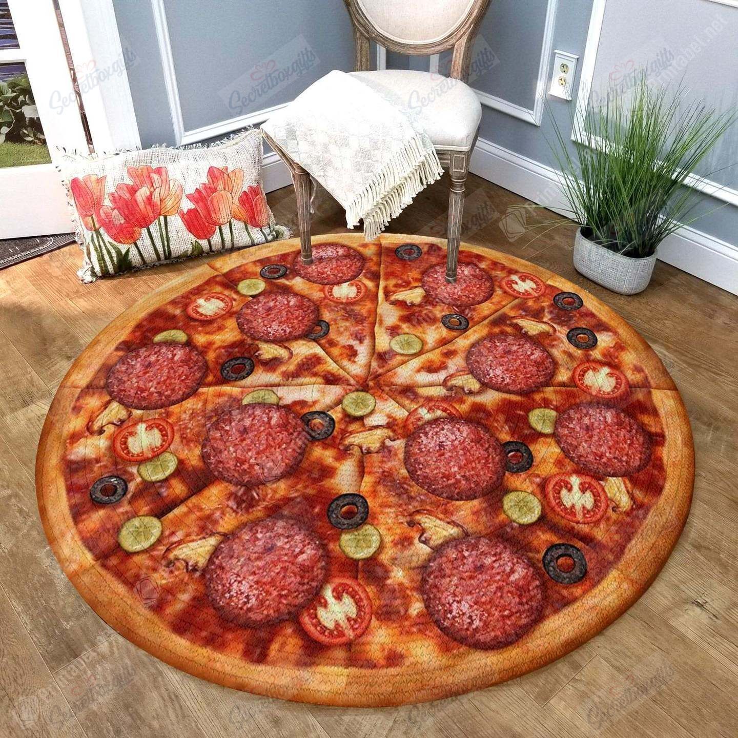 Pizza Lover Round Rug Carpet Bedroom Livingroom Home Decor