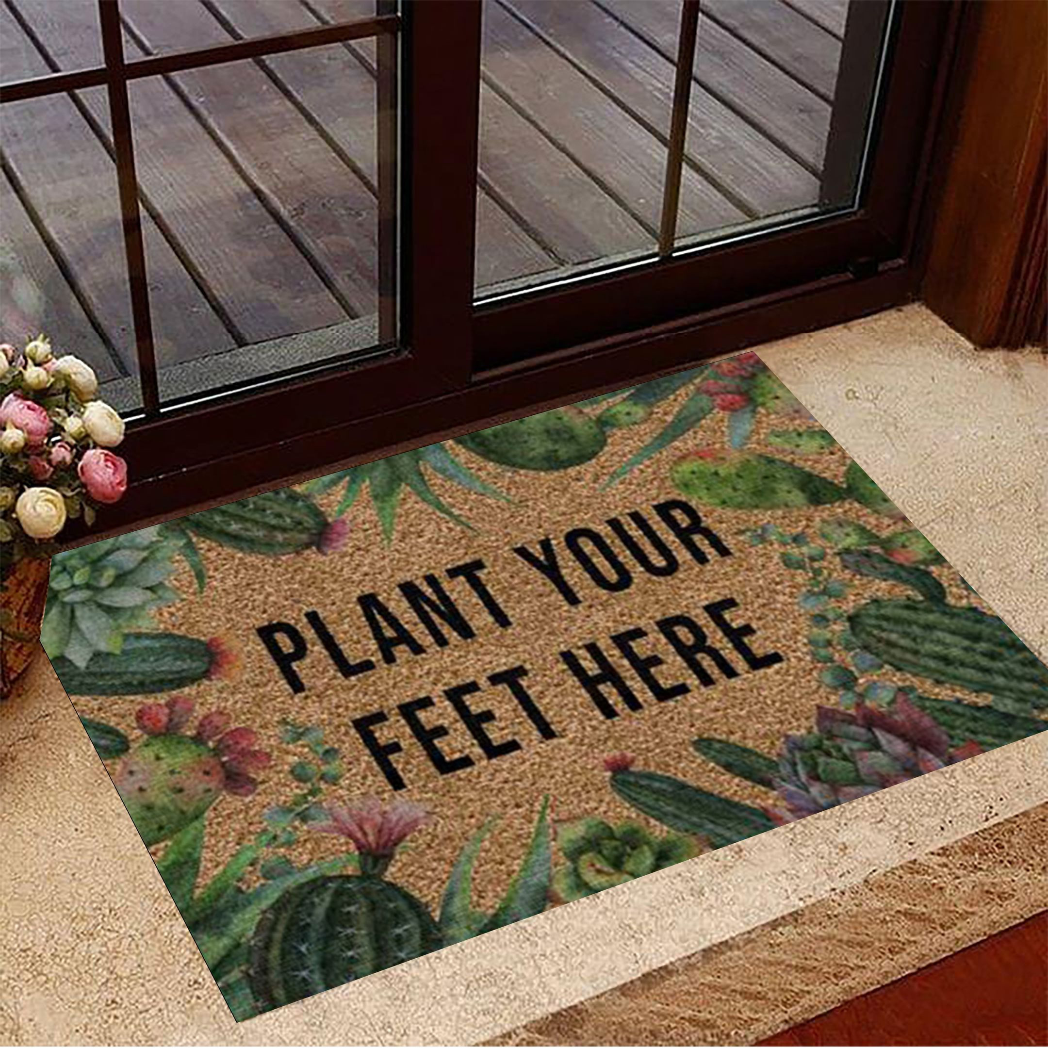 Plant Your Feet Here Succulent Rubber Doormat