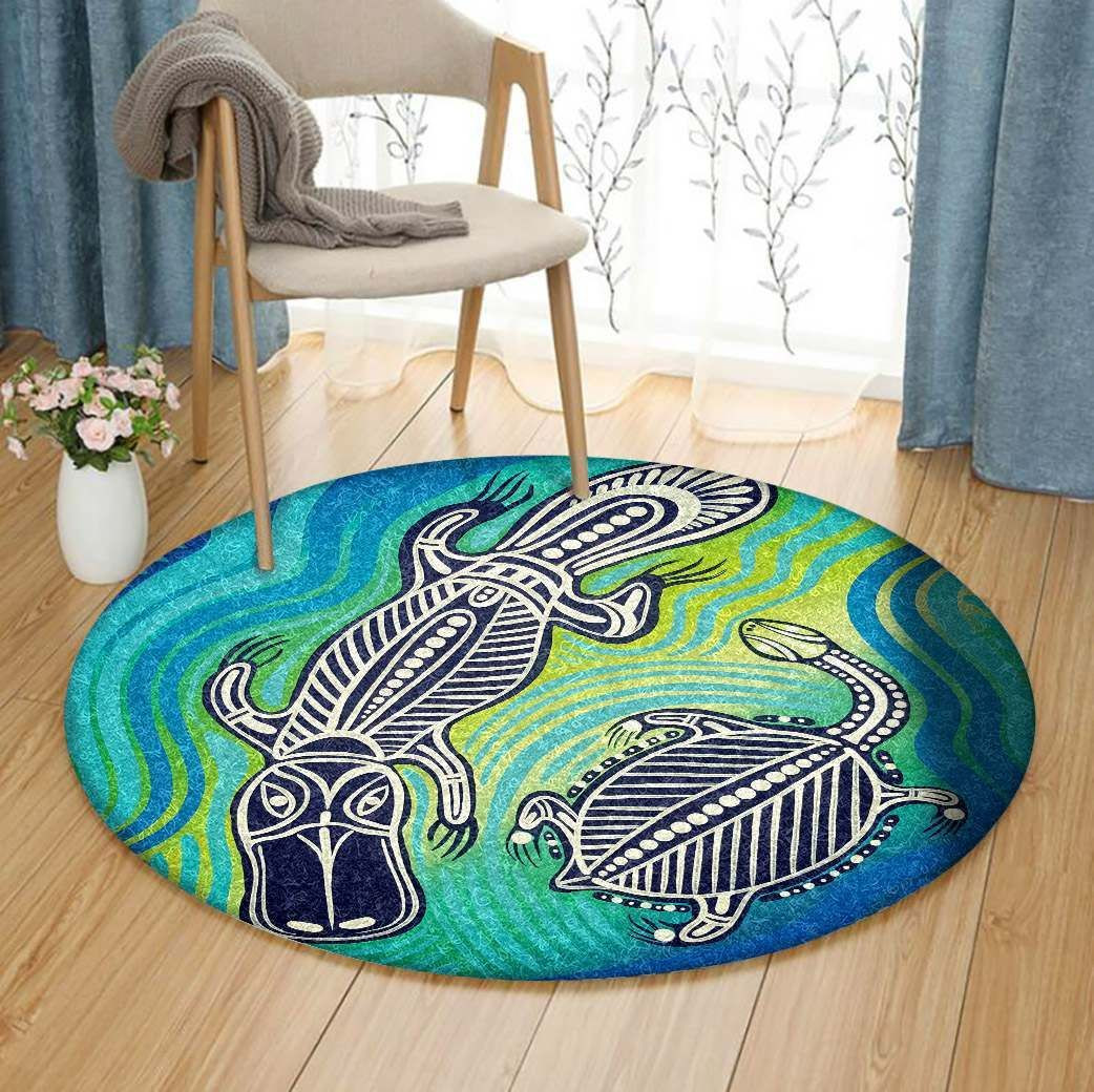 Platypus And Turtle Round Rug Carpet Bedroom Livingroom Home Decor