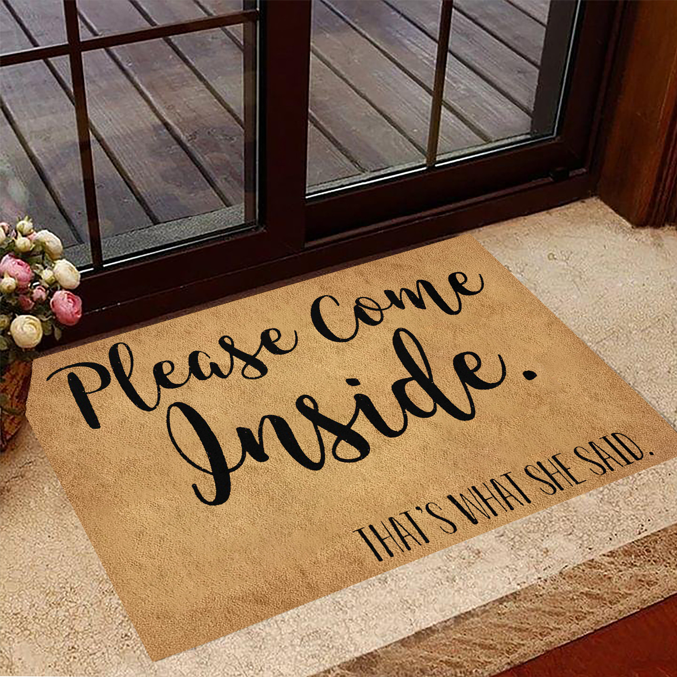 Please Come Inside That's What She Said Rubber Doormat Welcome Mat Funny Rubber Doormat Sayings