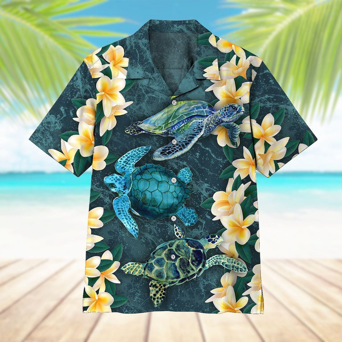 Plumeria Turtle Hawaiian Shirt