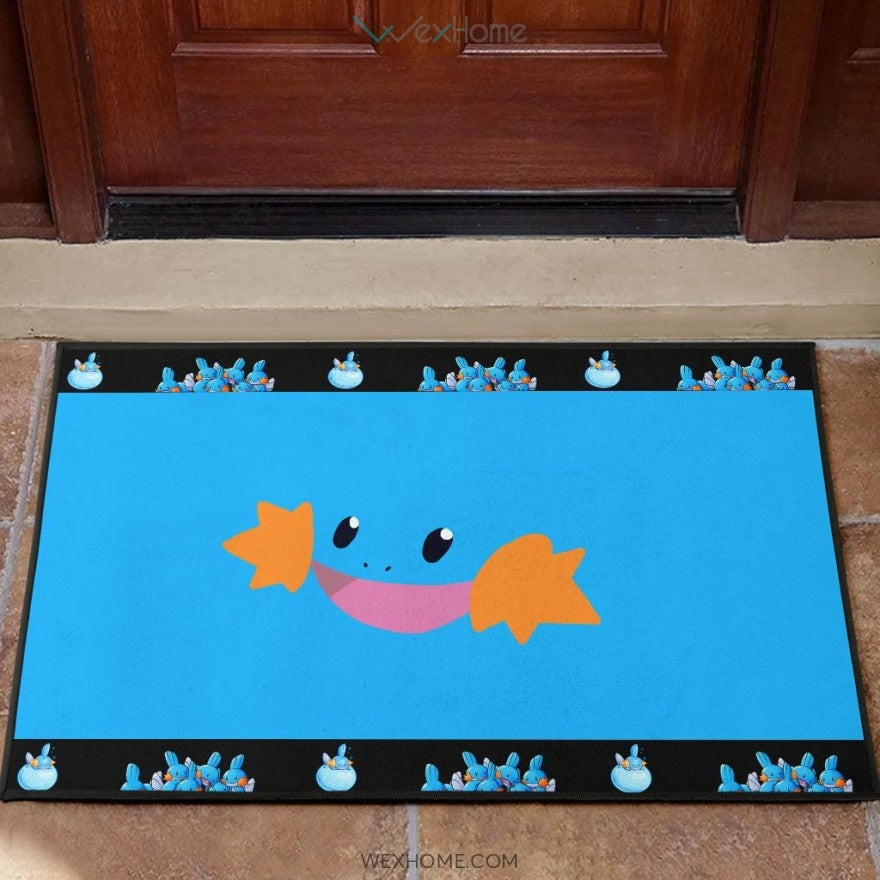 Pokemon Anime Mudkip Water Pokemon Face Blue Rubber Doormat Home Decor