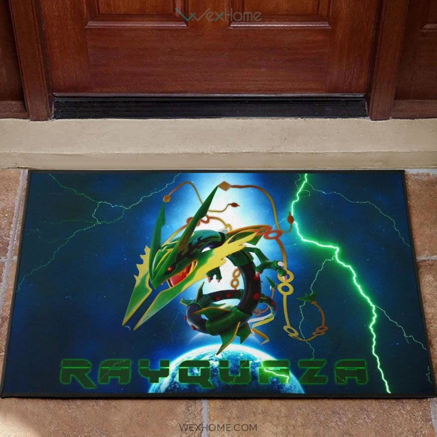 Pokemon Anime Pokemon Rayquaza Ultra Universe Blue Rubber Doormat Home Decor