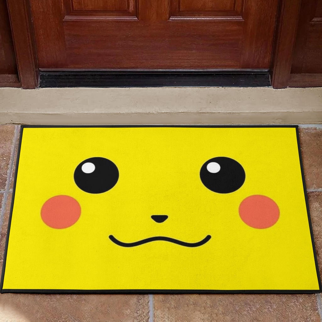 Pokemon Anime Rubber Doormat - Cute Minimalist Pikachu Yellow Face Rubber Doormat Home Decor