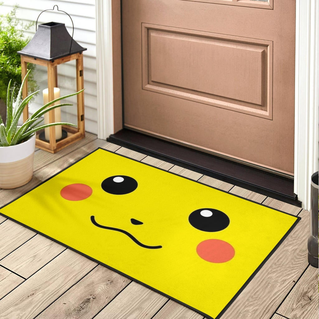 Pokemon Anime Rubber Doormat - Cute Minimalist Pikachu Yellow Face Rubber Doormat Home Decor - Image 3