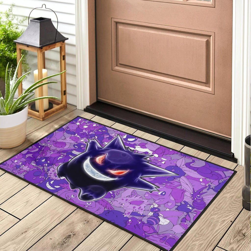 Pokemon Anime Rubber Doormat - Evil Hintergrund Gengar Red Eyes With Purple Pokemons Rubber Doormat Home Decor - Image 3