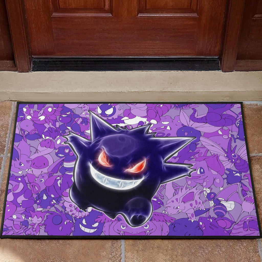 Pokemon Anime Rubber Doormat - Evil Hintergrund Gengar Red Eyes With Purple Pokemons Rubber Doormat Home Decor