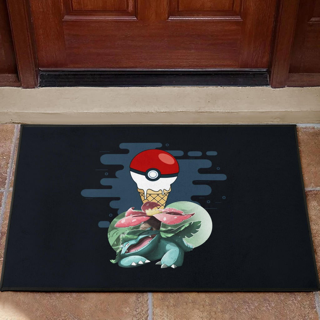 Pokemon Anime Rubber Doormat Ice Cream Pokeball Melting Funny Venusaur Rubber Doormat Home Decor