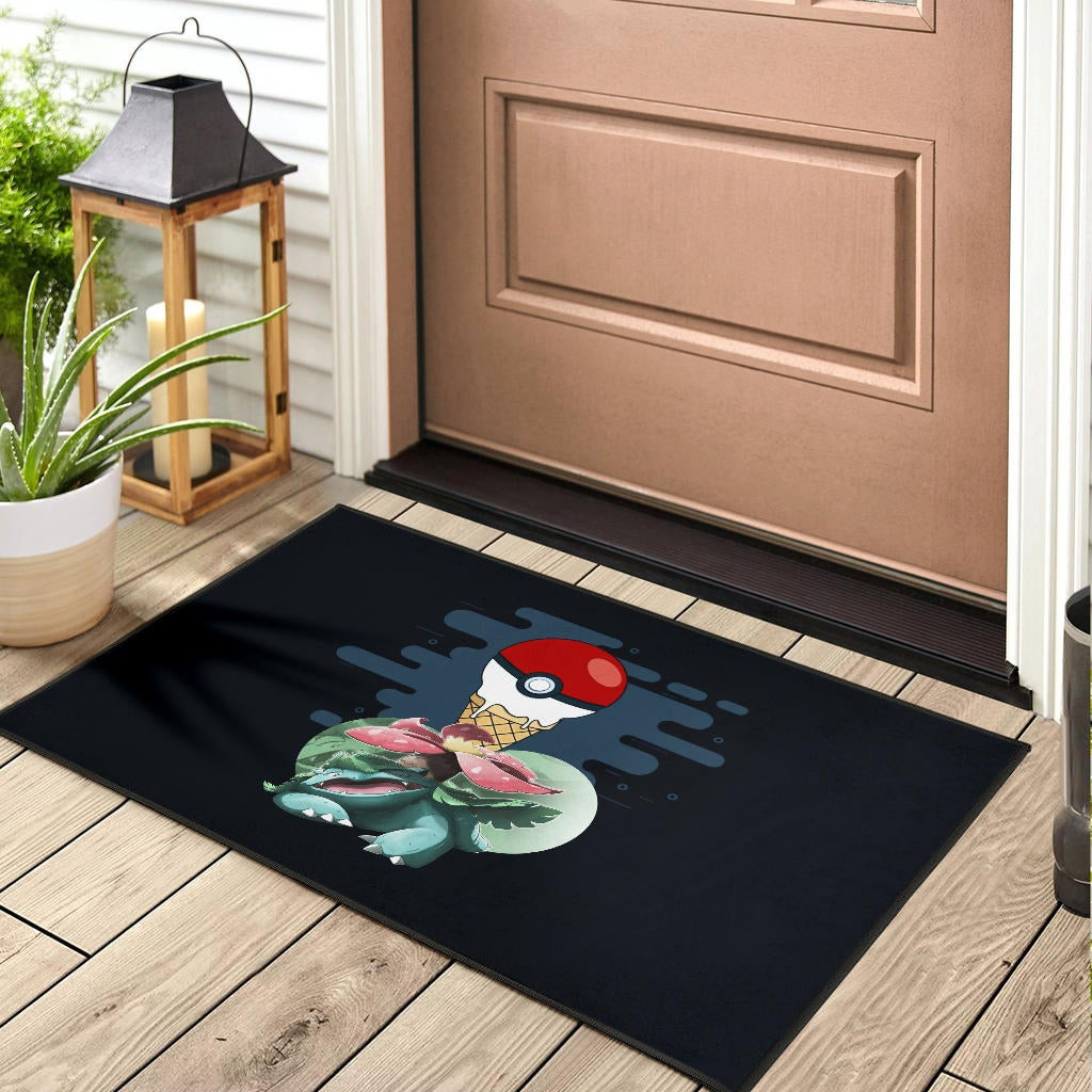 Pokemon Anime Rubber Doormat Ice Cream Pokeball Melting Funny Venusaur Rubber Doormat Home Decor - Image 3
