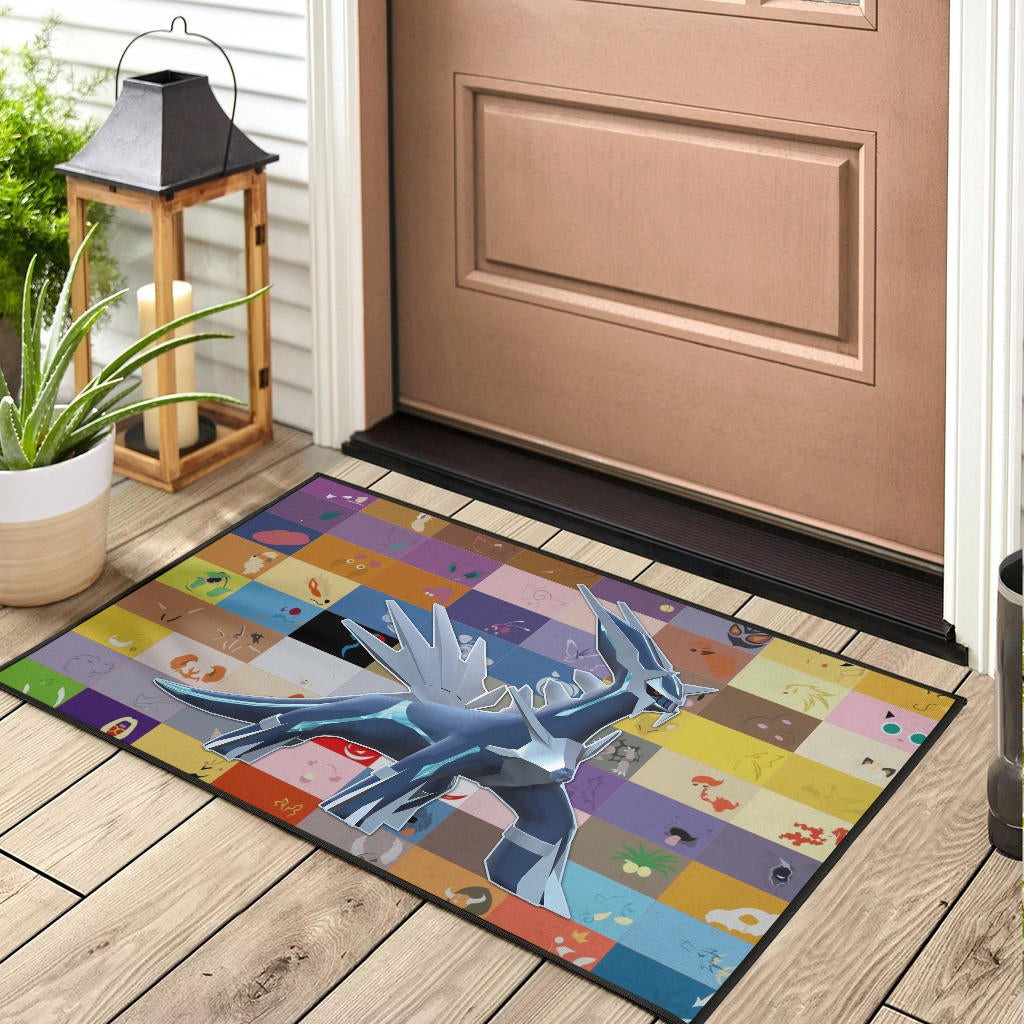 Pokemon Anime Rubber Doormat - Legendary Mega Dialga Cute Minimalist Pokemon Face Rubber Doormat Home Decor - Image 3