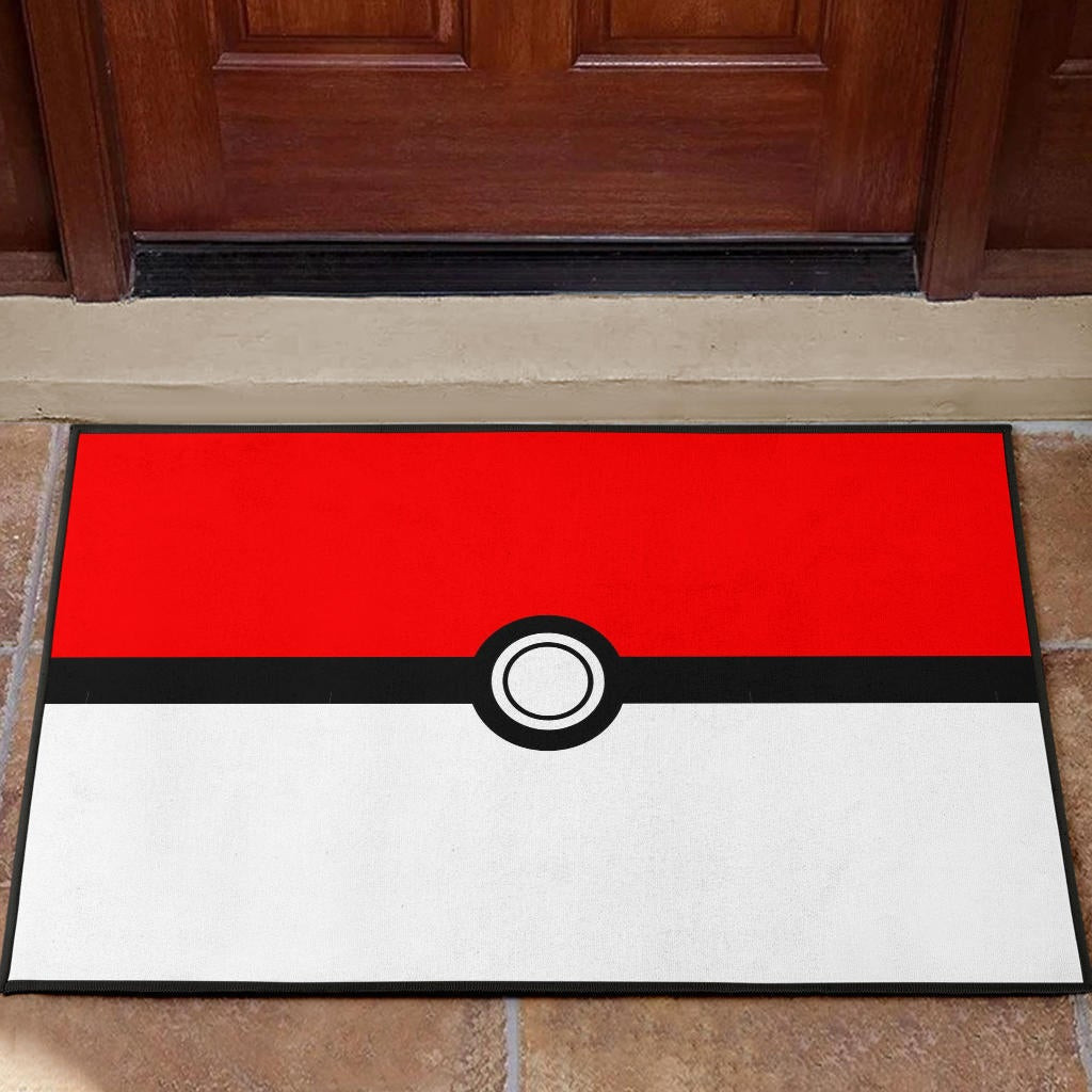 Pokemon Anime Rubber Doormat - Minimalist Square Pokeball Go Rubber Doormat Home Decor