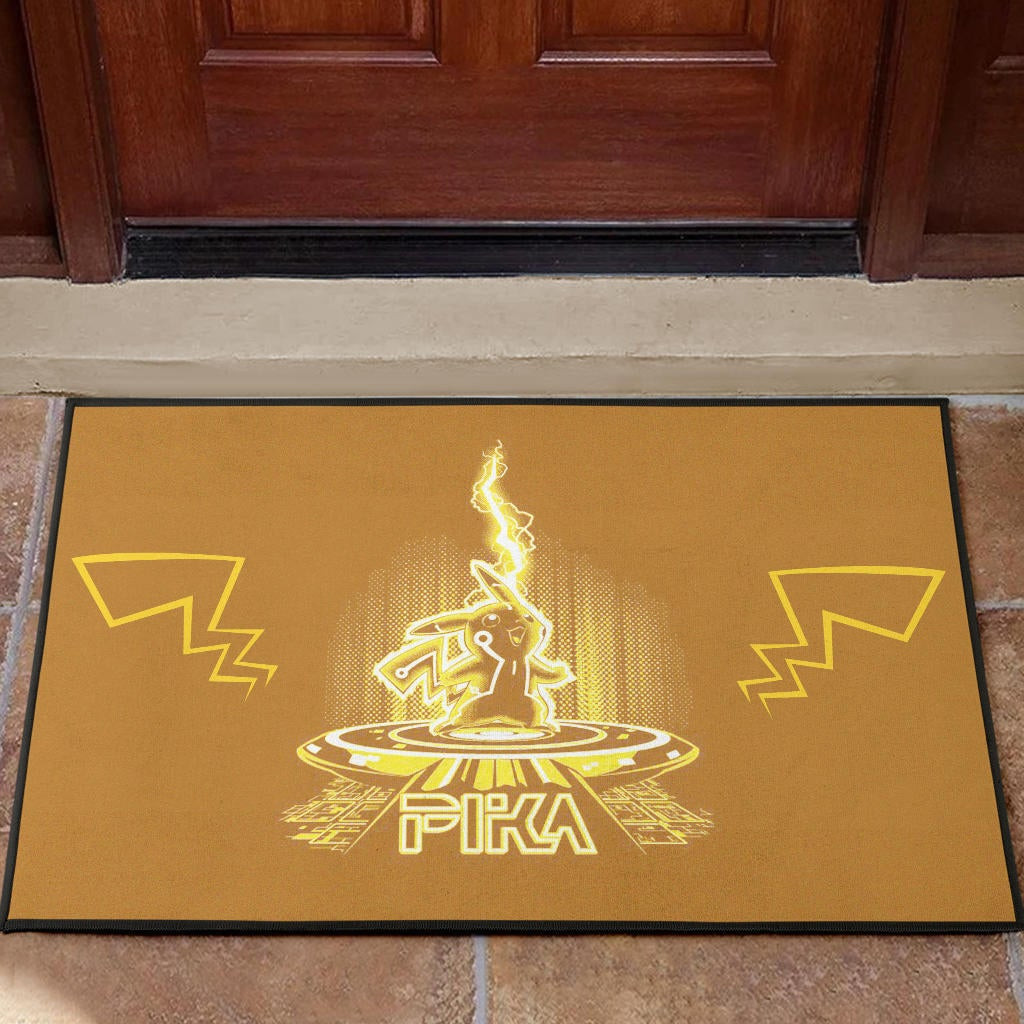 Pokemon Anime Rubber Doormat Pikachu Super Yellow Lightning Power Pika Rubber Doormat Home Decor