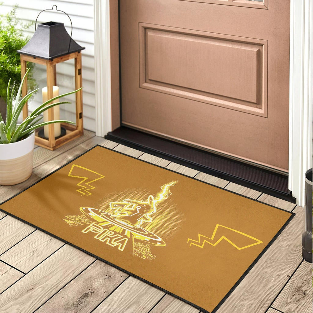 Pokemon Anime Rubber Doormat Pikachu Super Yellow Lightning Power Pika Rubber Doormat Home Decor - Image 3