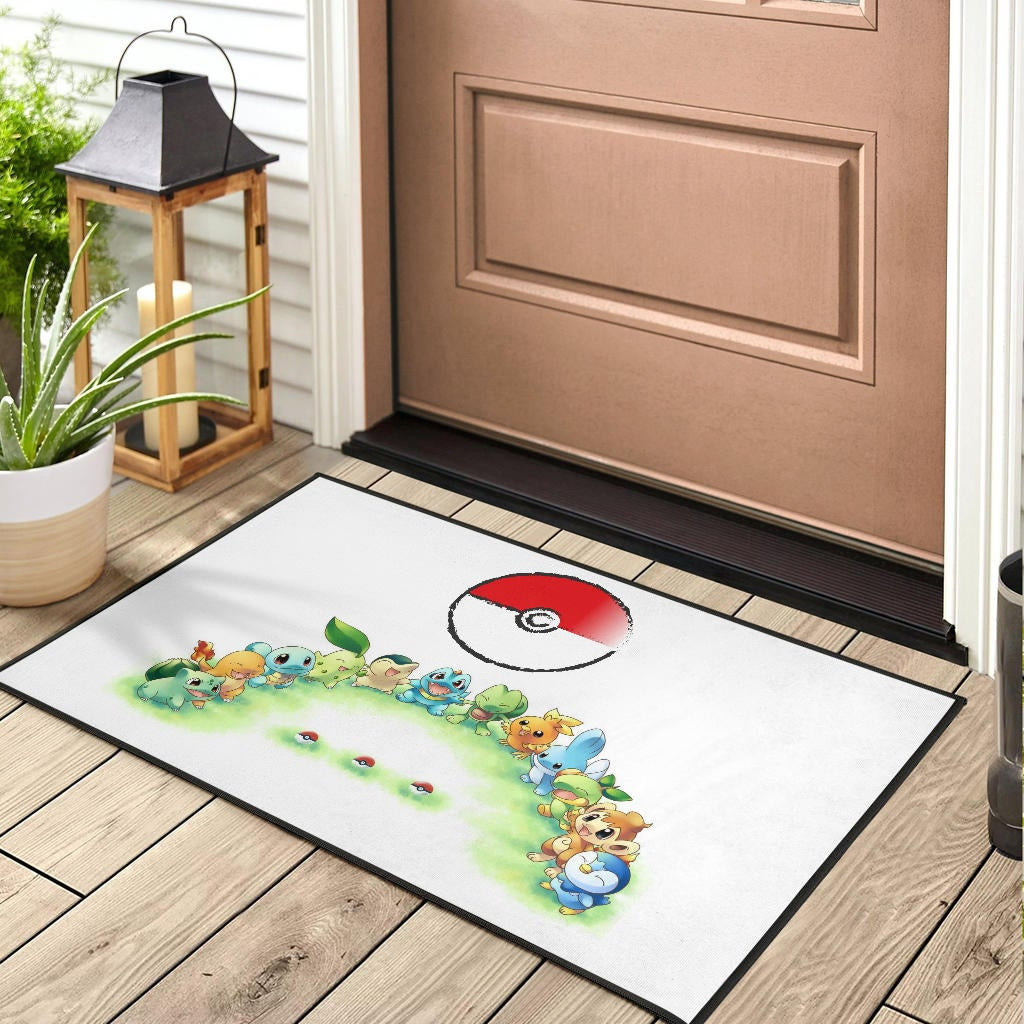Pokemon Anime Rubber Doormat Pokeball Chibi Tiny Pokemon Gather Round Rubber Doormat Home Decor - Image 3