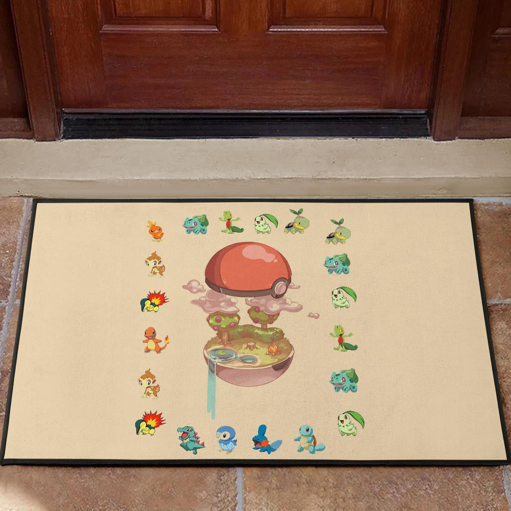 Pokemon Anime Rubber Doormat Pokeball Opening Chibi Tiny Pokemon World Rubber Doormat Home Decor