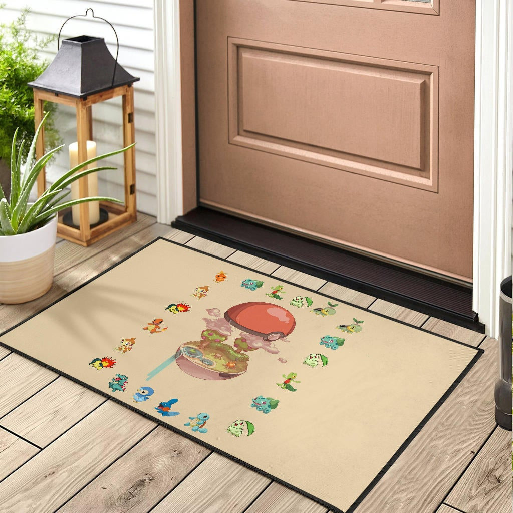 Pokemon Anime Rubber Doormat Pokeball Opening Chibi Tiny Pokemon World Rubber Doormat Home Decor - Image 3