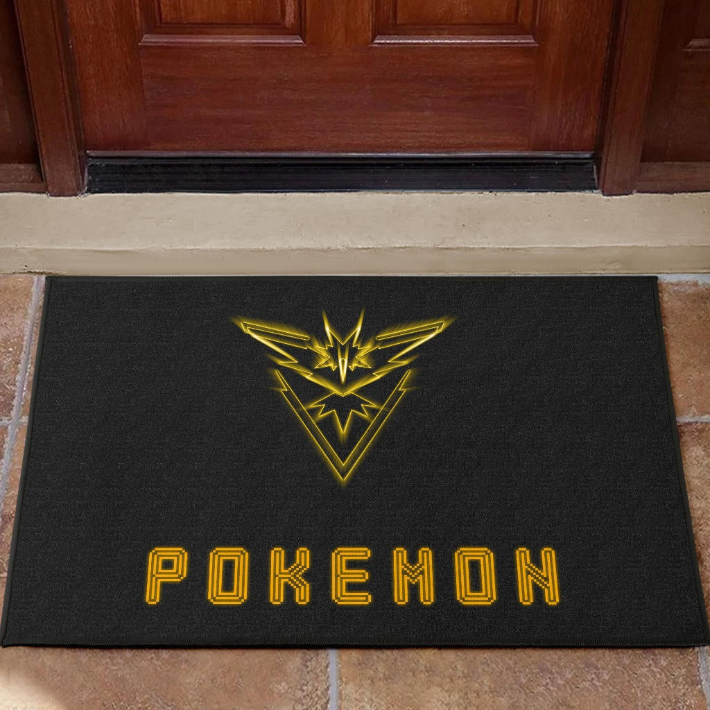 Pokemon Anime Rubber Doormat Team Instinct Symbol Neon Zapdos Pokemon Go Rubber Doormat Home Decor