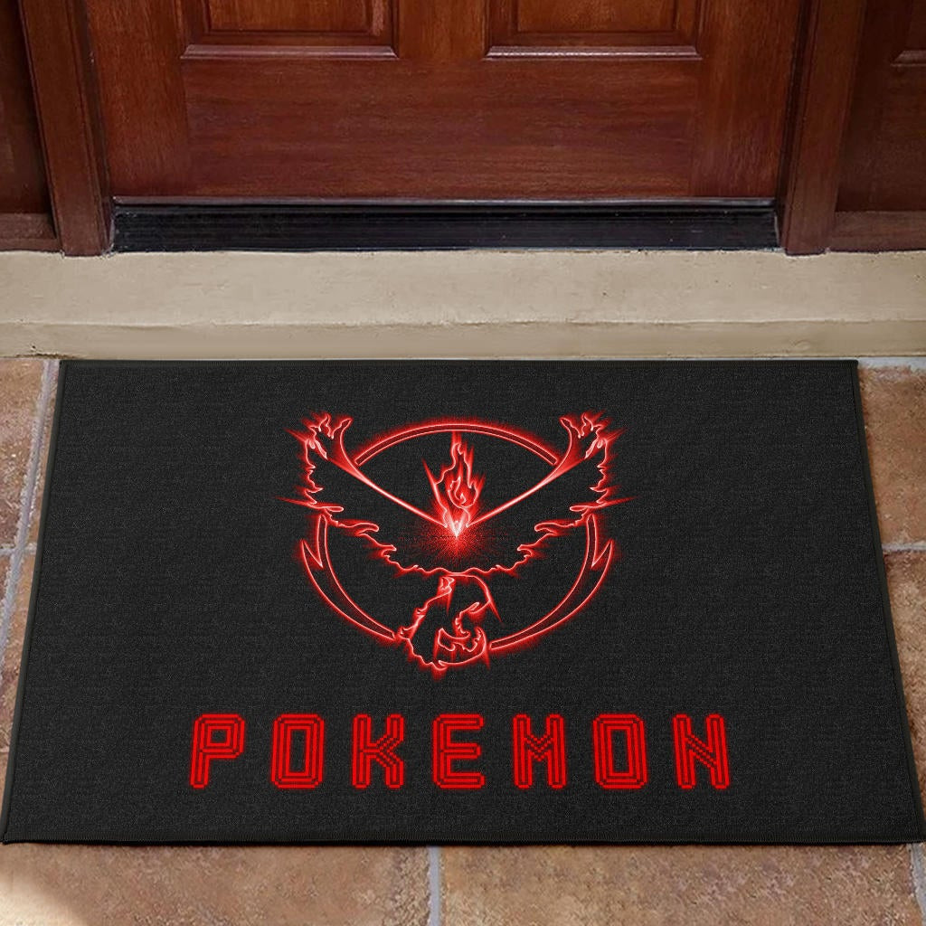 Pokemon Anime Rubber Doormat Team Valor Symbol Red Moltres Relies On Strength Pokemon Go Rubber Doormat Home Decor