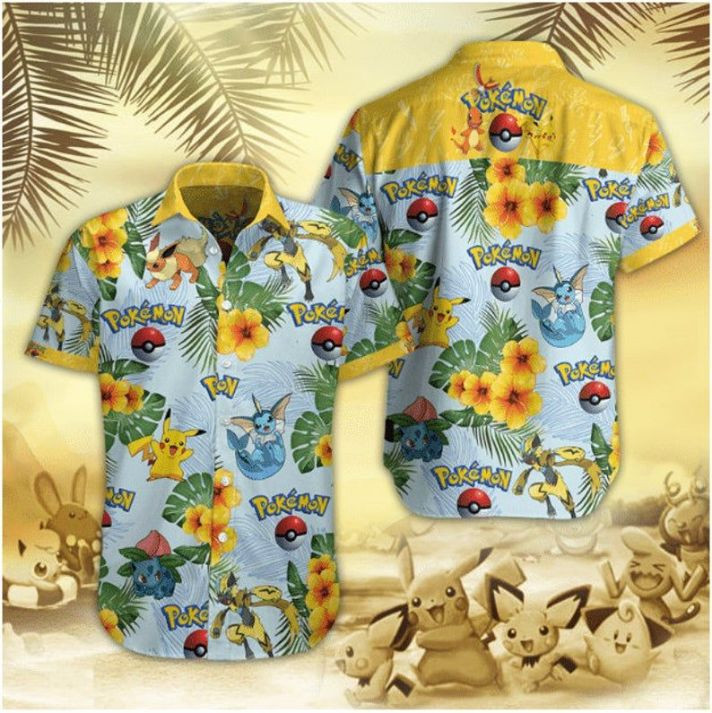 Pokemon Eevee Evolution Floral Hawaiian Shirt